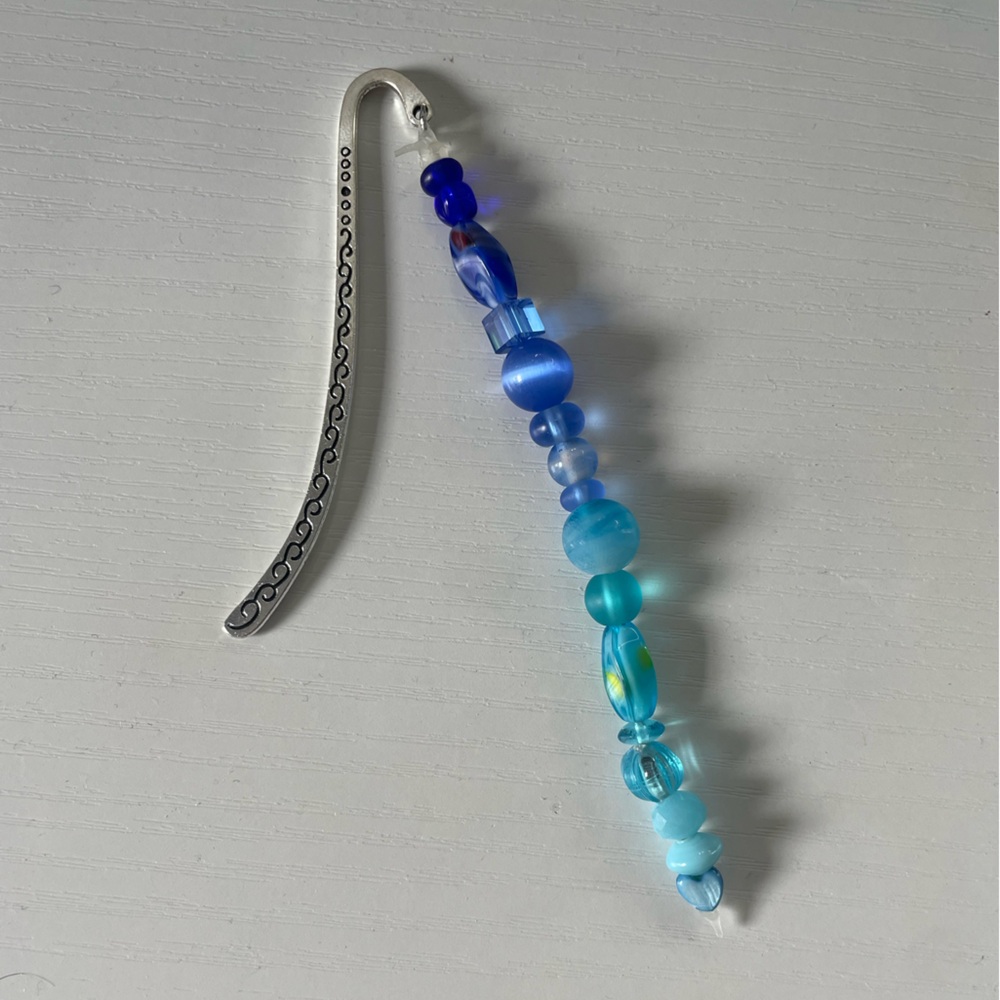 Handmade Blue Beaded Bookmark